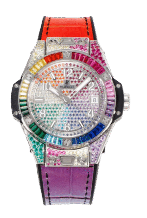 HUBLOT BIG BANG "ون-كليب" ساعة فولاذية بقوس قزح